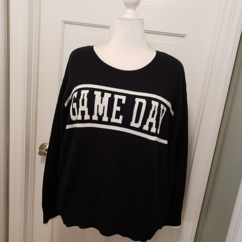 NWT Vince Camuto Black "Game Day" Sweater Size XXL, Retail $89, Casual, Comfy